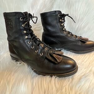 ARIAT Boots Womens Sz 6 Heritage Black Leather Western Style #11070 Lace Up